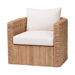 bali & pari Rhinos Bohemian Light Brown Seagrass Tuxedo Arm Chair